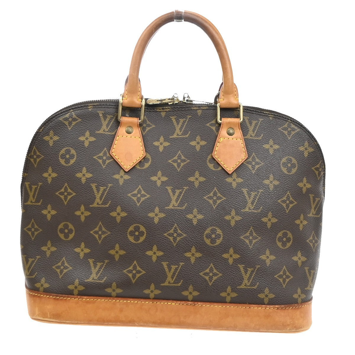 LOUIS VUITTON LV Logo Alma Hand Bag Monogram Leather Brown France M51130 82SA136