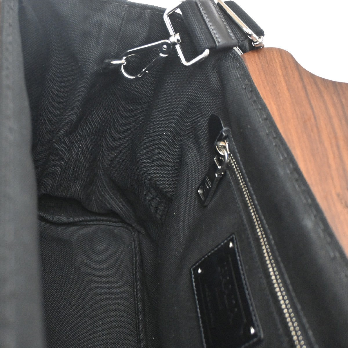PRADA Milano Logo CANAPA 2Way Tote Hand Bag Canvas Wood Black Italy 50RL769