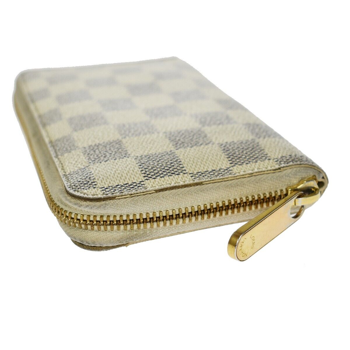 LOUIS VUITTON Zippy Compact Wallet Damier Azur Leather White N60029 69GA843