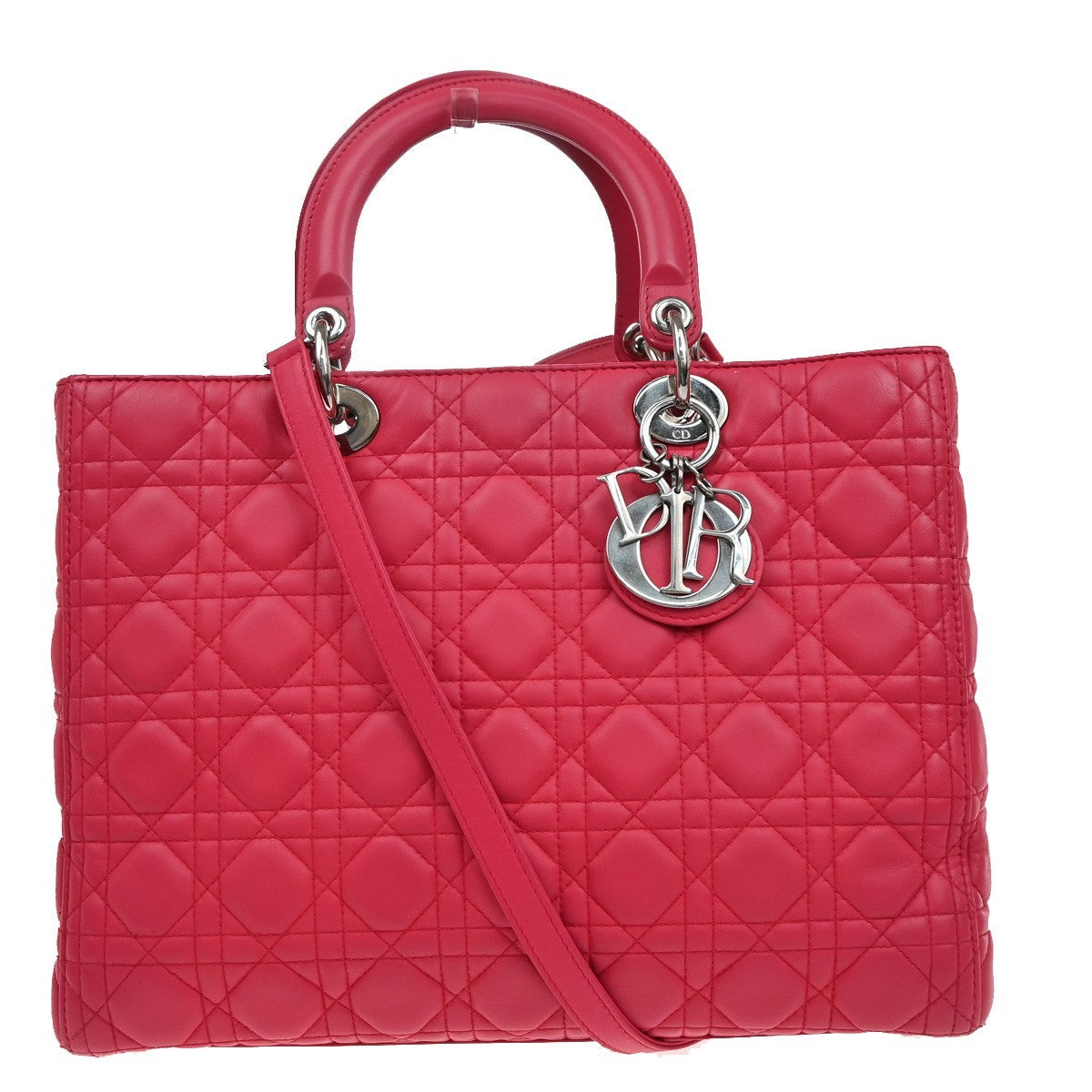 CHRISTIAN DIOR Lady Cannage 2Way Shoulder Hand Bag Leather Pink SHW 683RF675