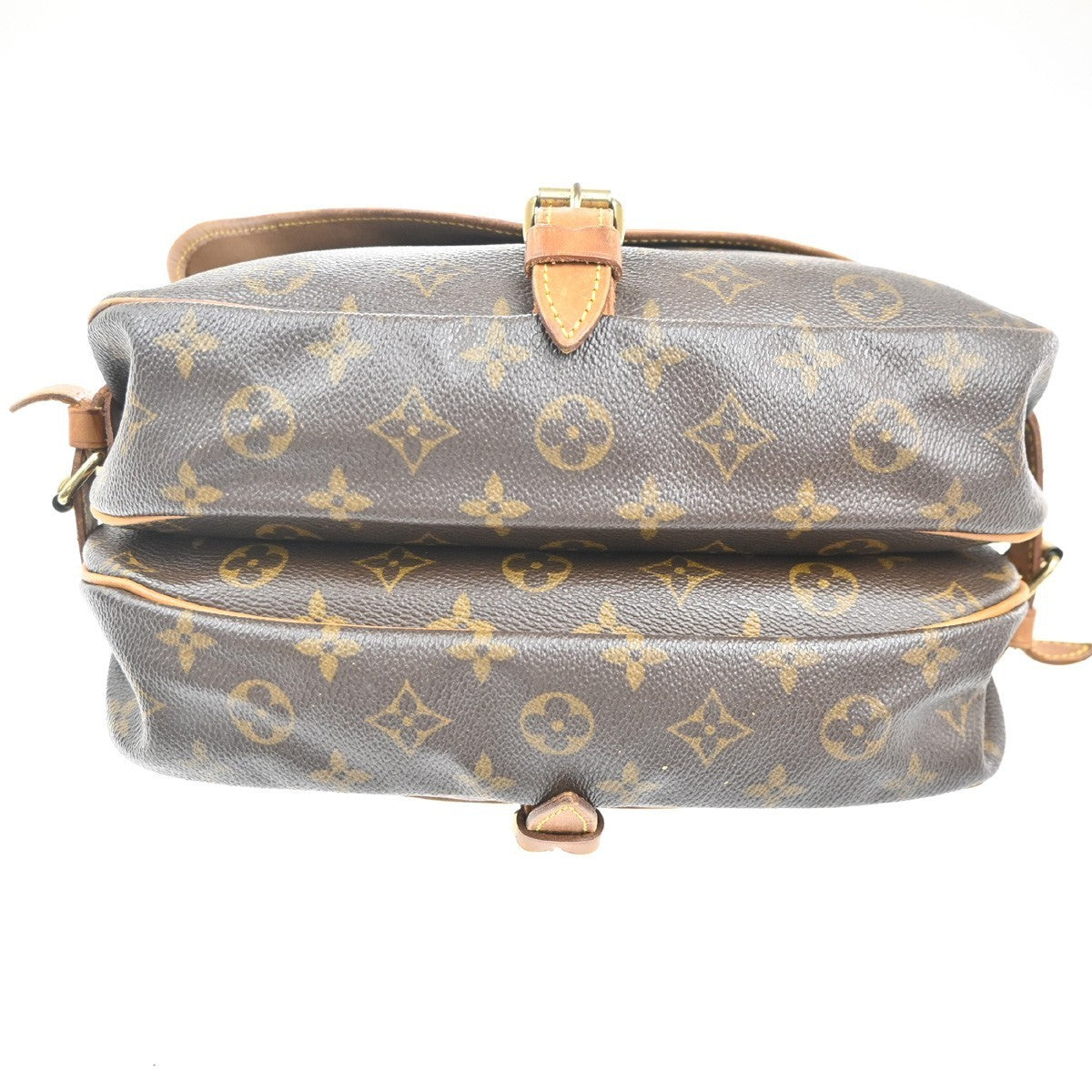 LOUIS VUITTON Logo Saumur 30 Shoulder Bag Monogram Leather Brown M42256 73MA362