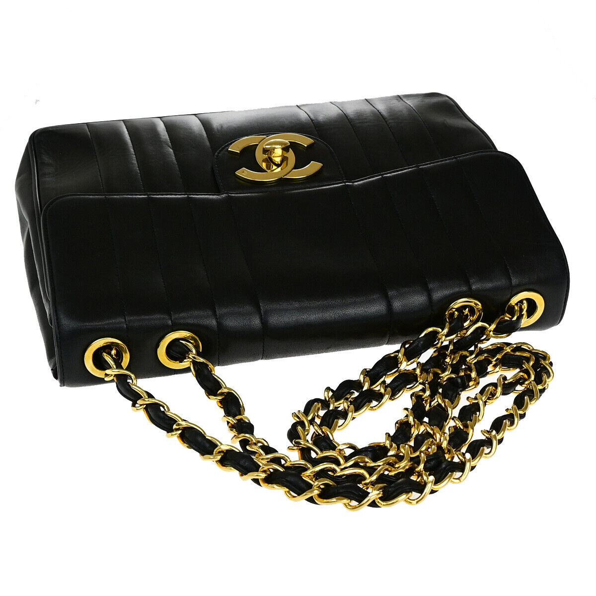 CHANEL CC Mademoiselle 30 Chain Shoulder Bag Leather Black GHW Vintage 850RJ895