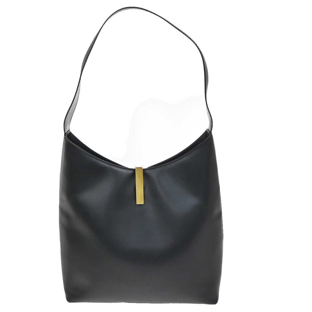 GUCCI Logo Shoulder Hobo Bag Leather Black GHW Italy 60YH905