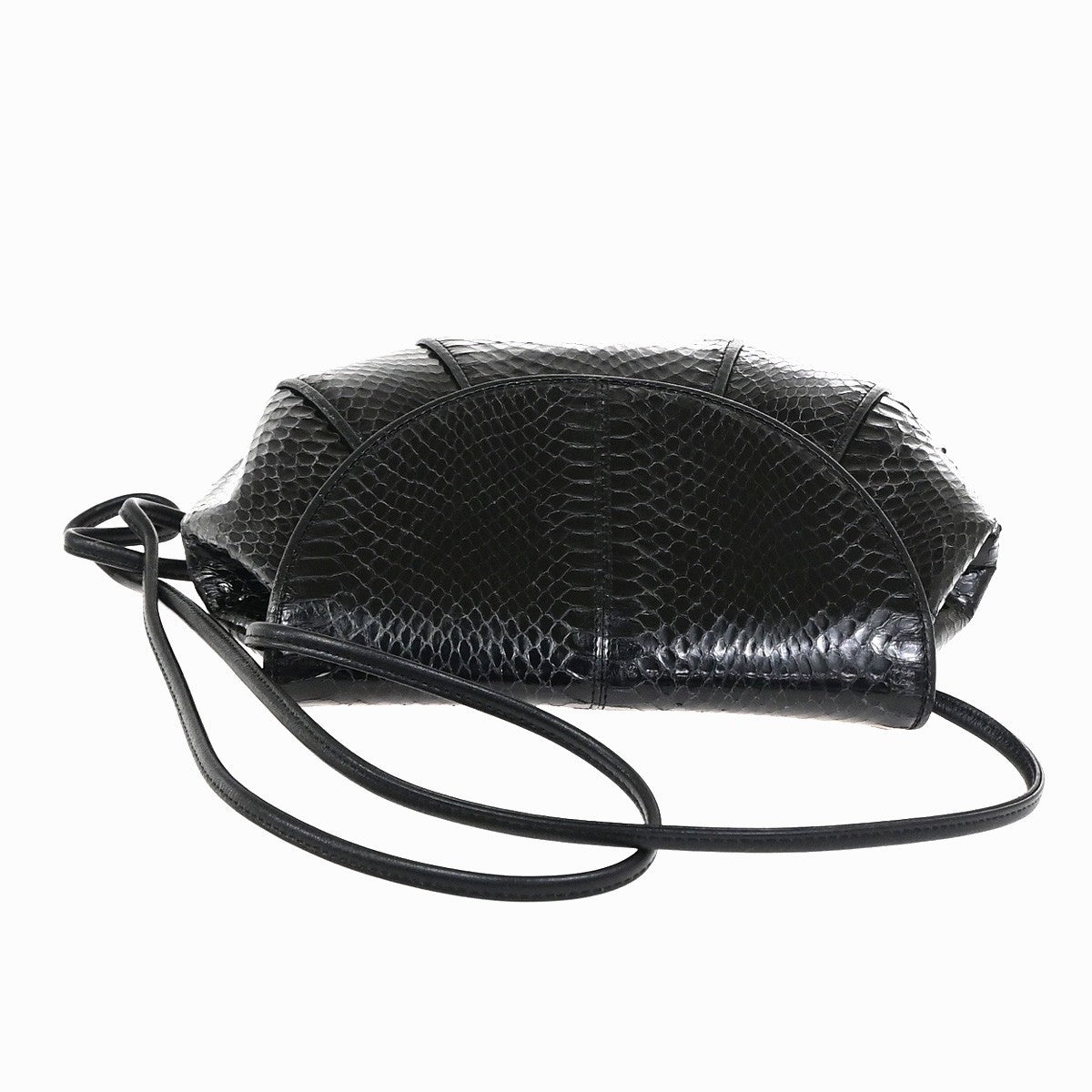 YVES SAINT LAURENT Logo Shoulder Bag Embossing Leather Black GHW 63KD155