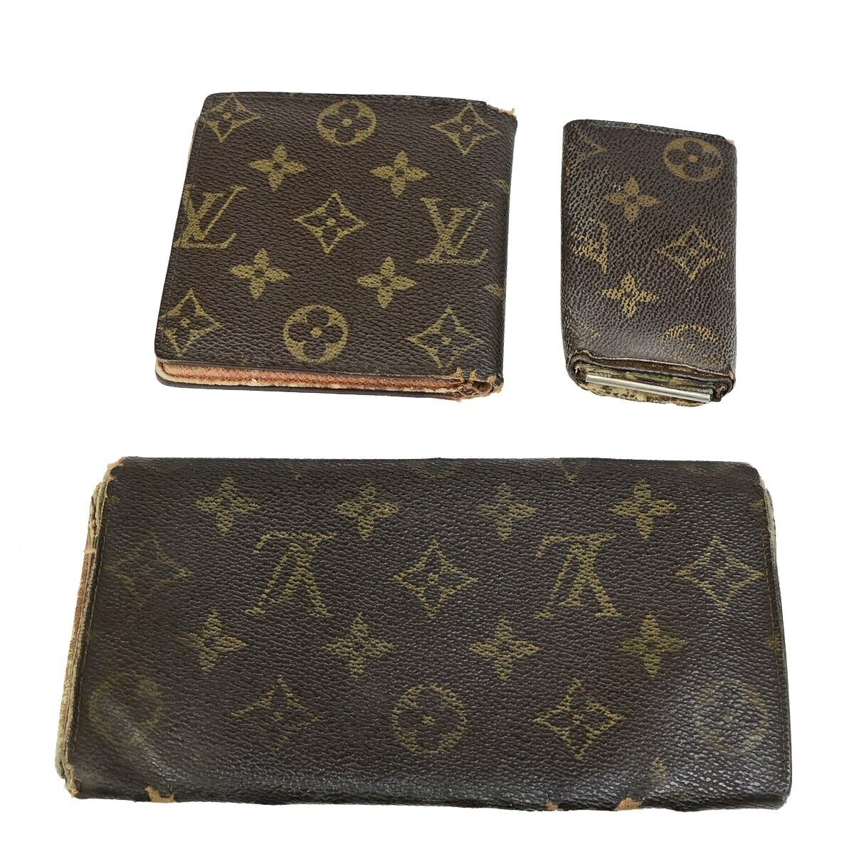 LOUIS VUITTON 3 Set Wallet 6Hooks Key Case Monogram Leather Brown 66KA496