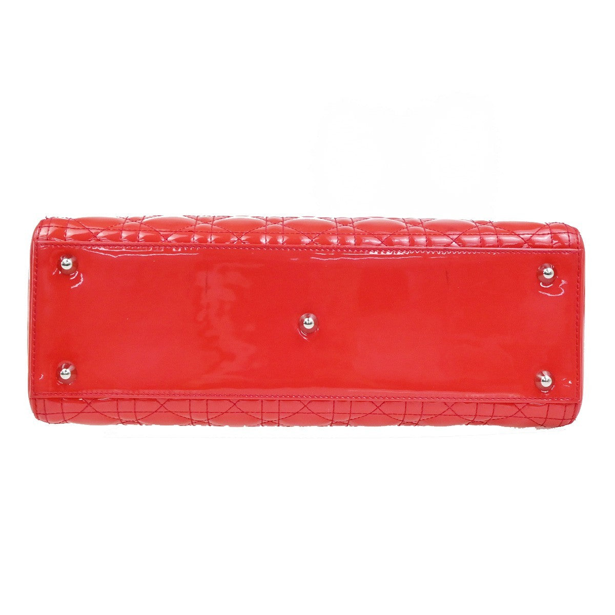 CHRISTIAN DIOR Logo Lady Cannage Hand Bag Patent Leather Red SHW Italy 46RL838