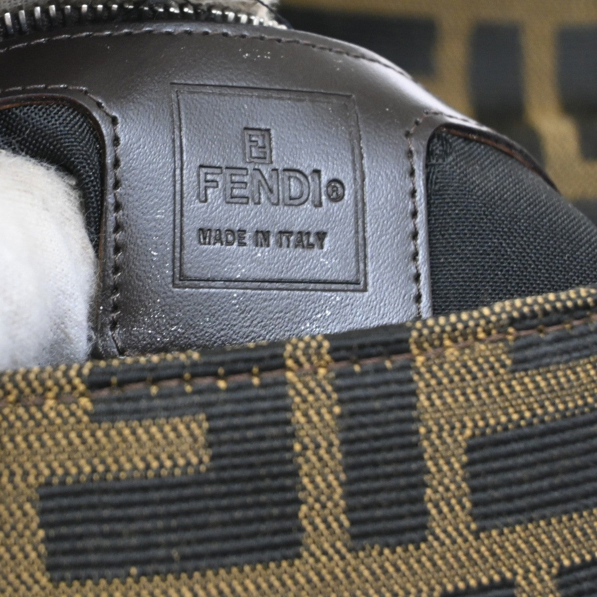 FENDI Logo Zucca Pattern Hand Bag Canvas Leather Brown SHW Italy 12KB535