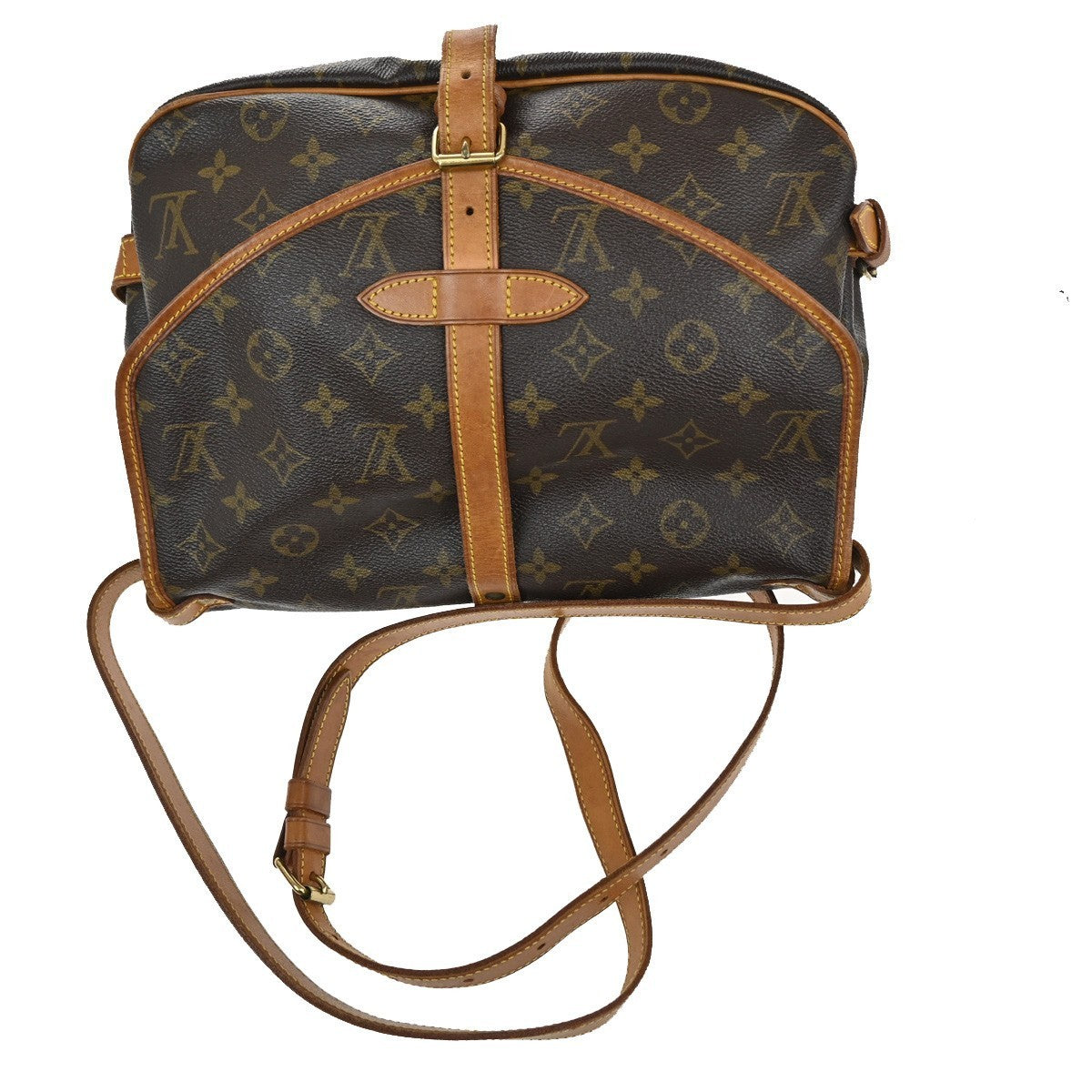 LOUIS VUITTON Logo Saumur 30 Shoulder Bag Monogram Leather Brown M42256 18TA325