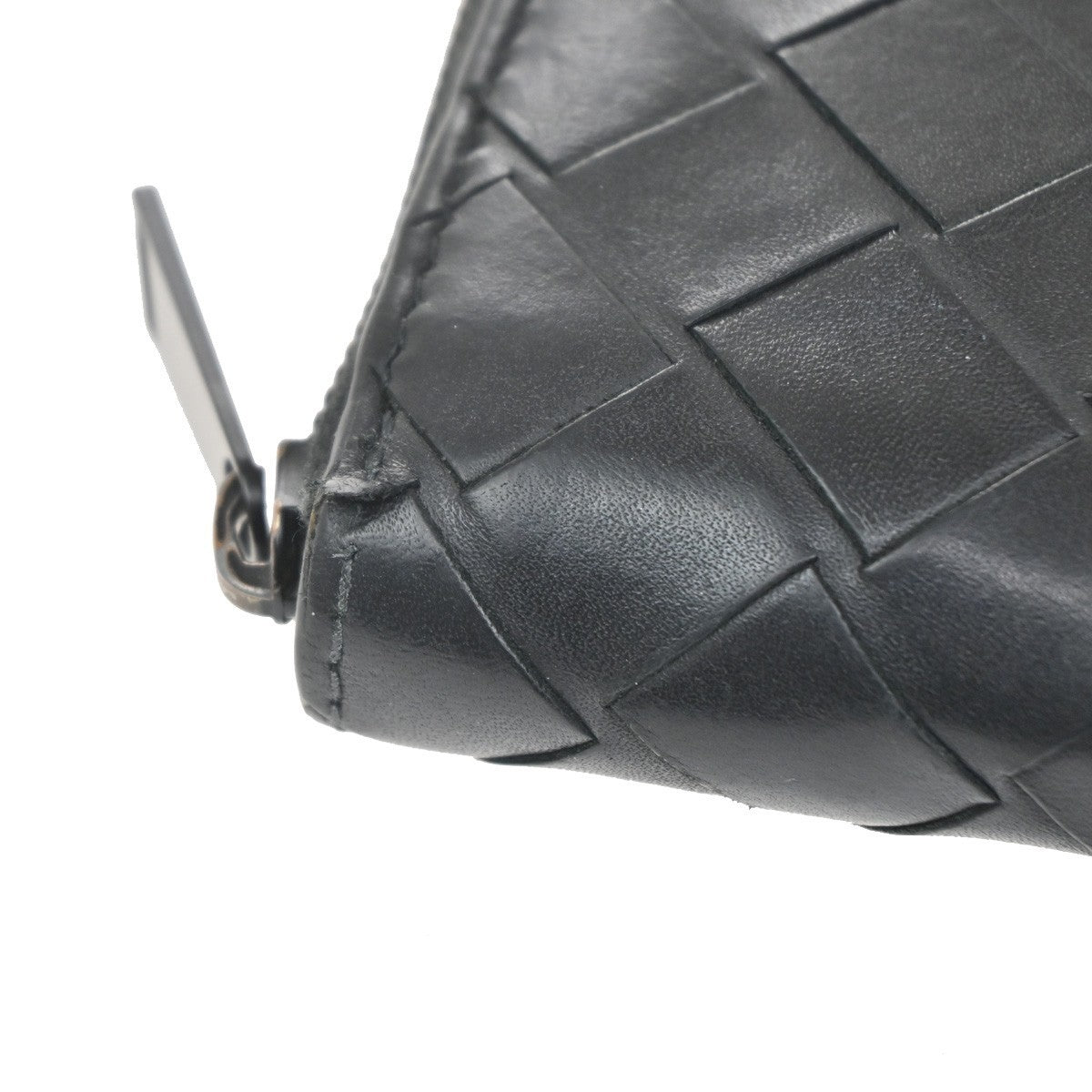BOTTEGA VENETA Logo Intrecciato Zip Around Long Wallet Leather Black 65KC209