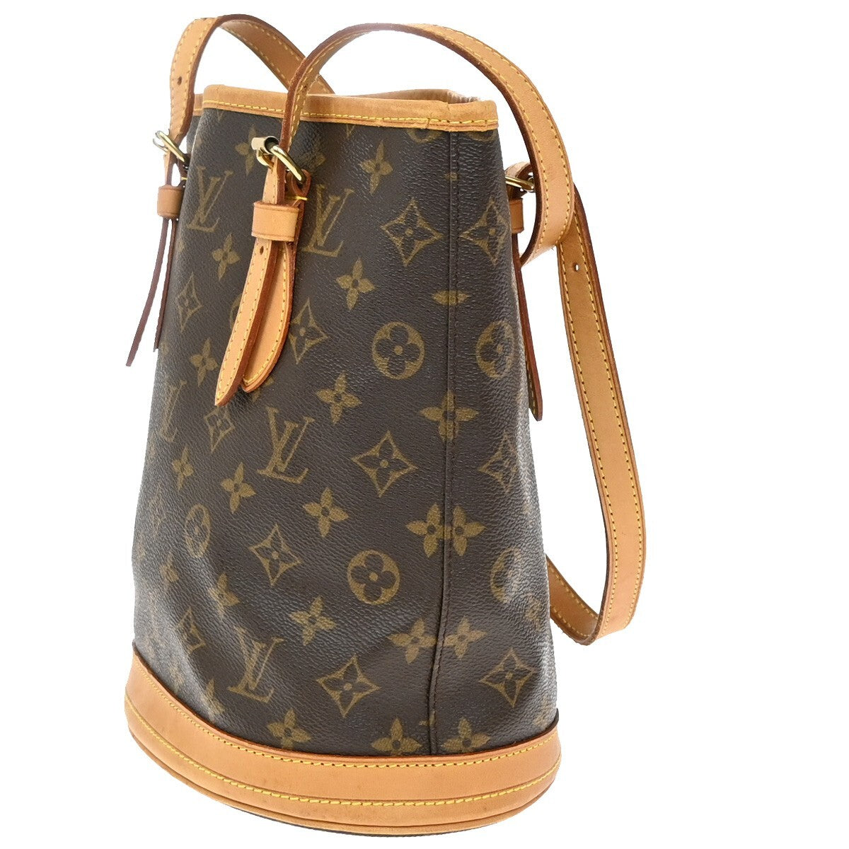 LOUIS VUITTON BUCKET PM Shoulder Tote Bag Monogram Leather Brown M42238 91EE306