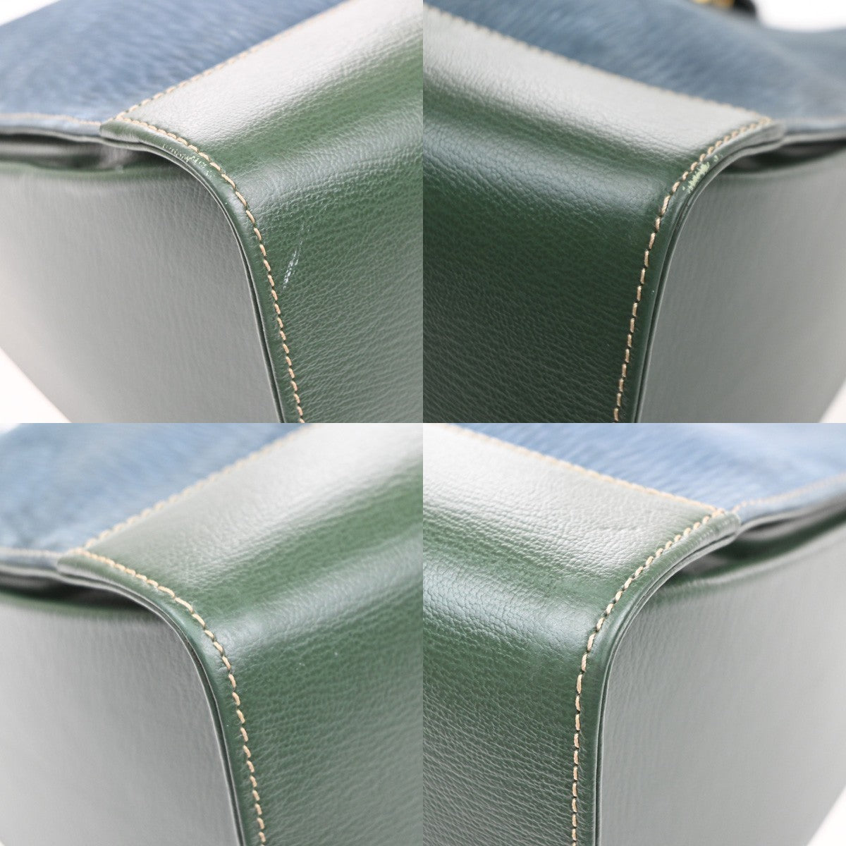 LOEWE Velazquez Logo Shoulder Bag Suede Leather Green Blue GHW Spain 97MA549
