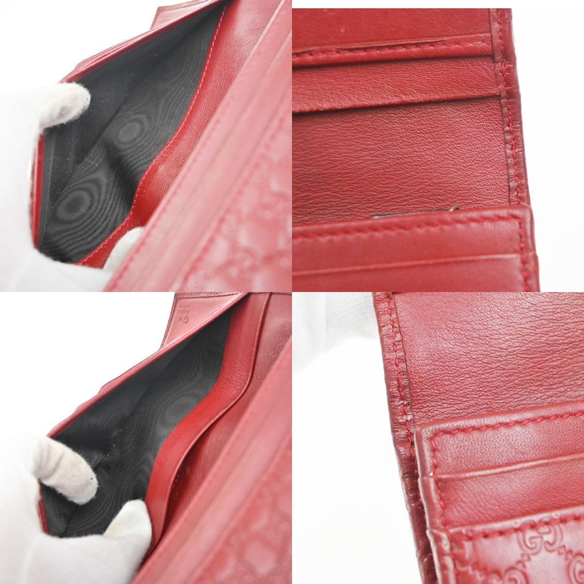 GUCCI Micro Guccissima GG Pattern Bifold Long Wallet Leather Red Italy 31KC718