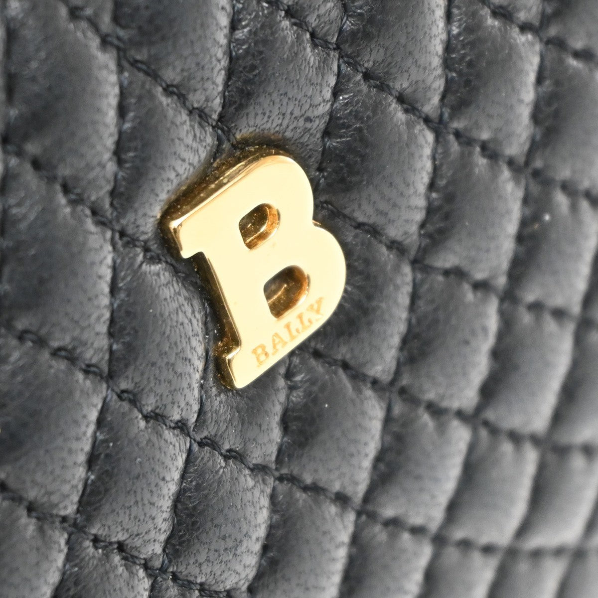 BALLY Logo Tassel Hand Bag Quilted Leather Black GHW Italy 09MA542