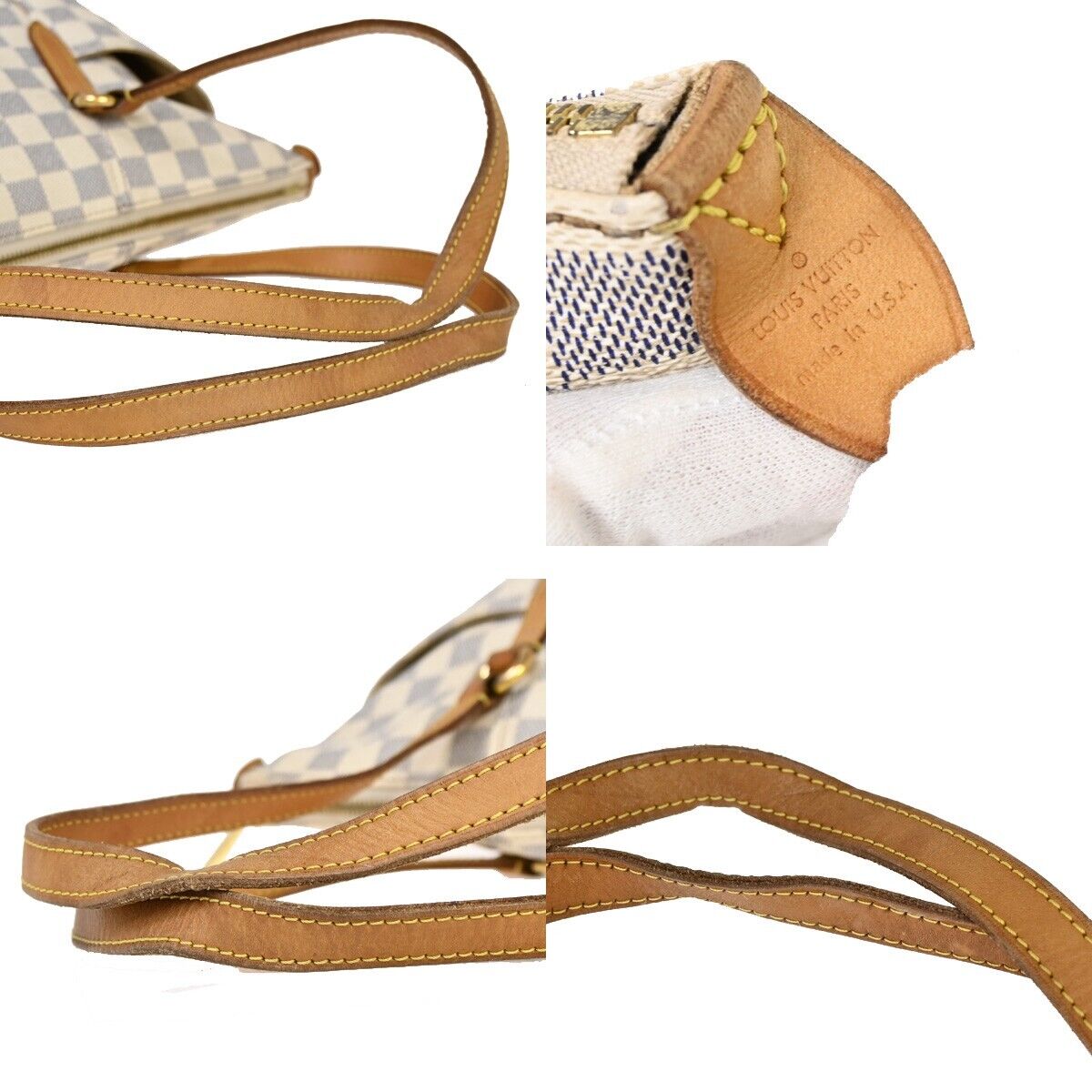 LOUIS VUITTON Totally MM Shoulder Bag Damier Azur Leather White N51262 20FA324