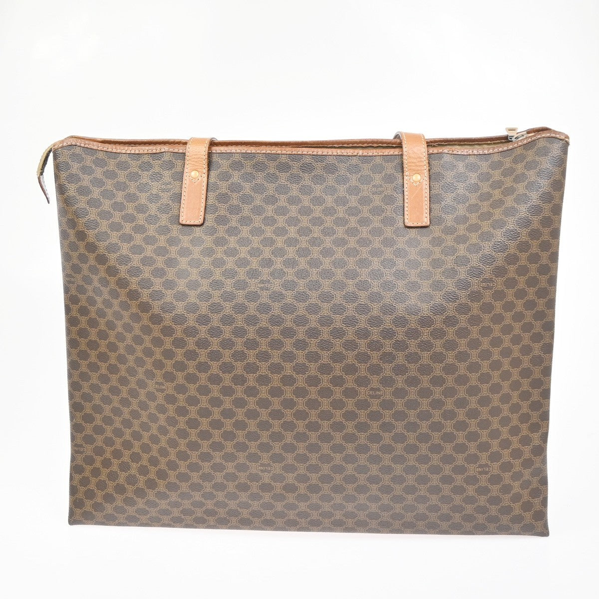 CELINE Logo Macadam Pattern Shoulder Bag PVC Leather Brown GHW Italy 69KC941
