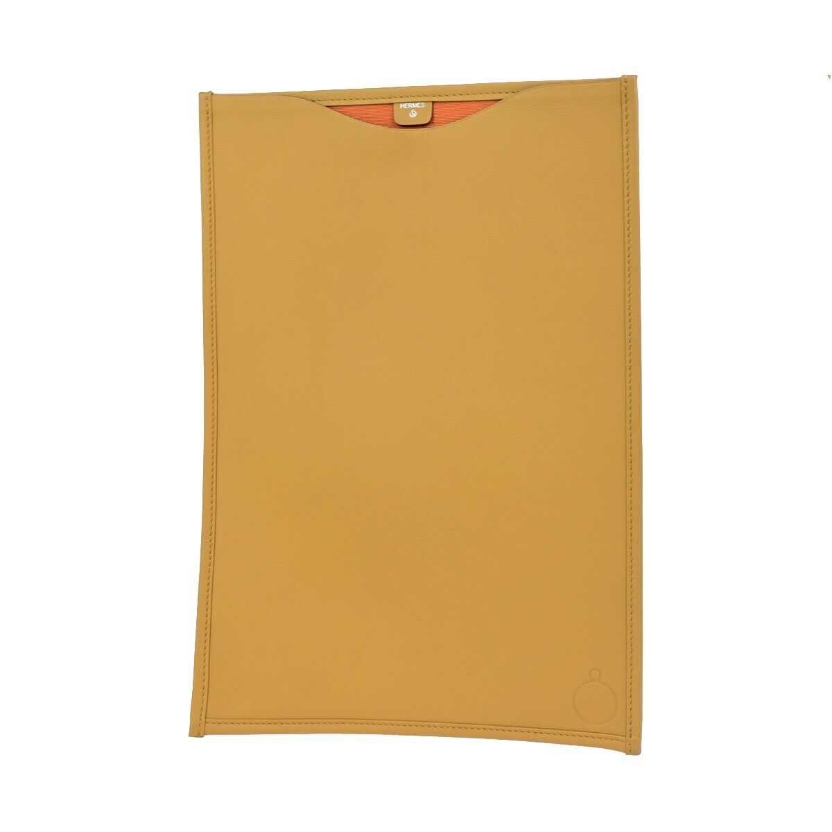 HERMES Logo Envelopes Clutch Hand Bag Leather Canvas Brown 04kA517