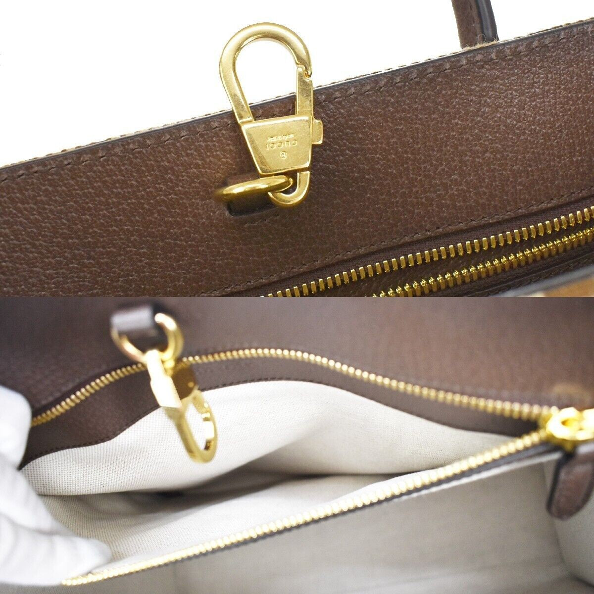 GUCCI Jumbo GG 2Wy Shoulder Hand Bag Canvas Leather Brown Gold Italy 641RC768