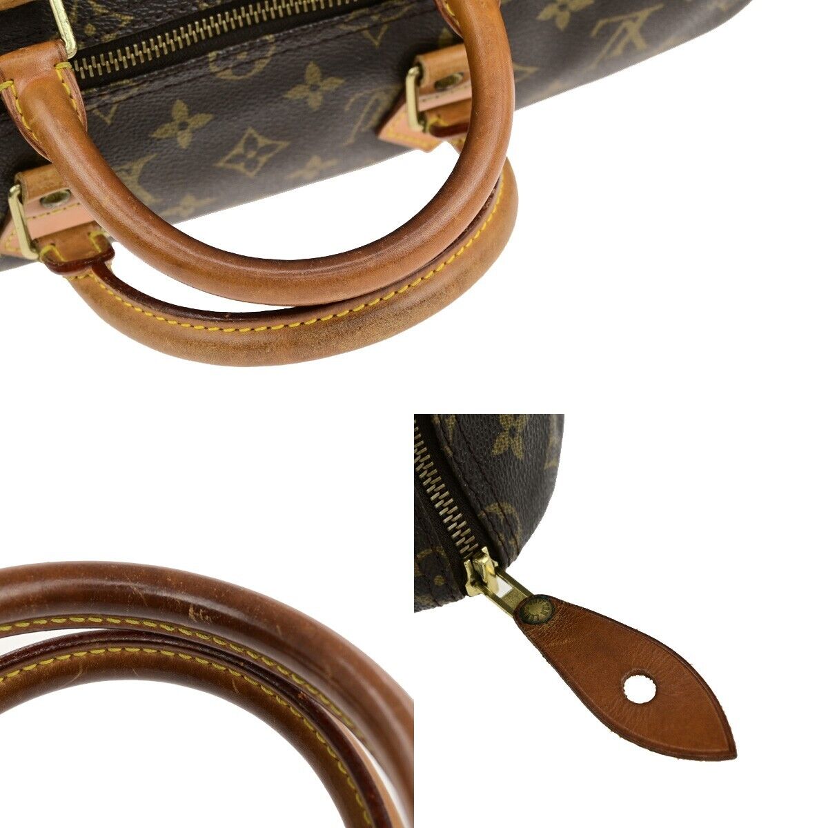 LOUIS VUITTON Speedy 35 Travel Hand Bag Monogram Leather Brown M41524 82ED136