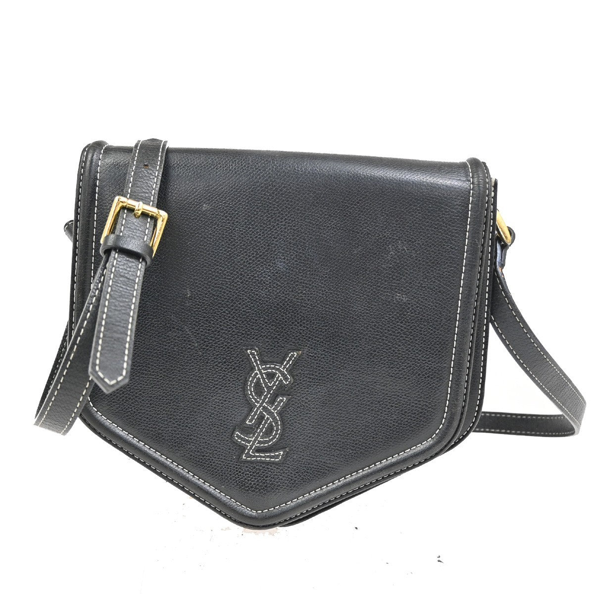 YVES SAINT LAURENT  Cassandra Shoulder Crossbody Bag Leather Black GHW 30TA582