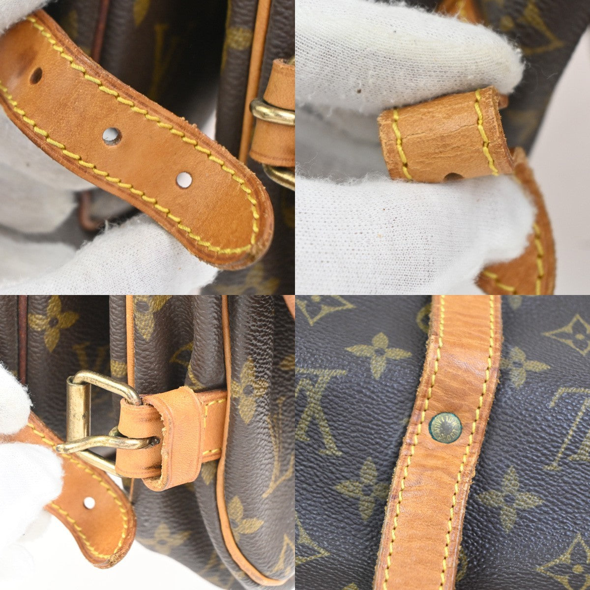 LOUIS VUITTON Logo Saumur 30 Shoulder Bag Monogram Leather Brown M42256 84CA912