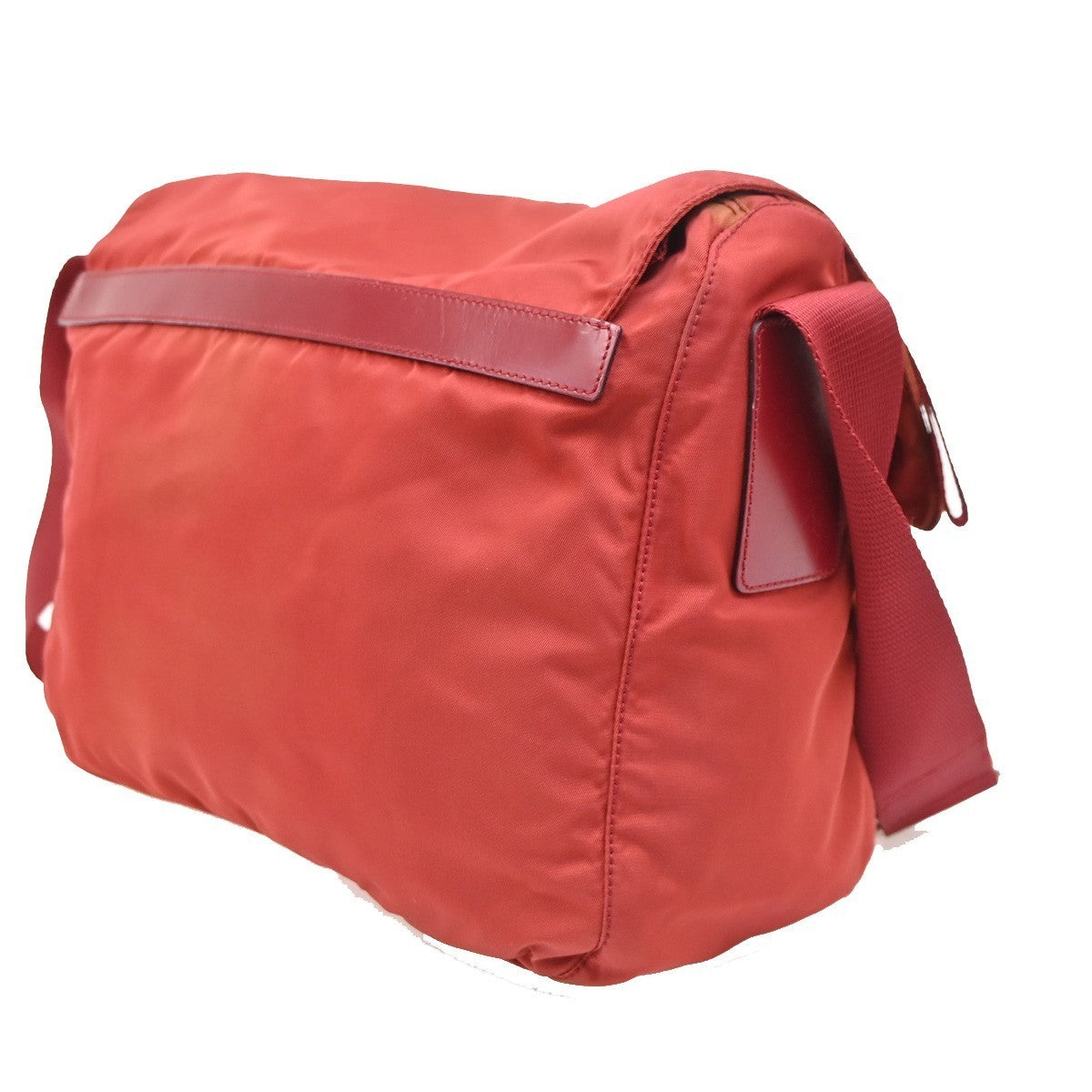 PRADA Logo Tessuto Messenger Shoulder Bag Nylon Leather Red SHW Italy 30KD109