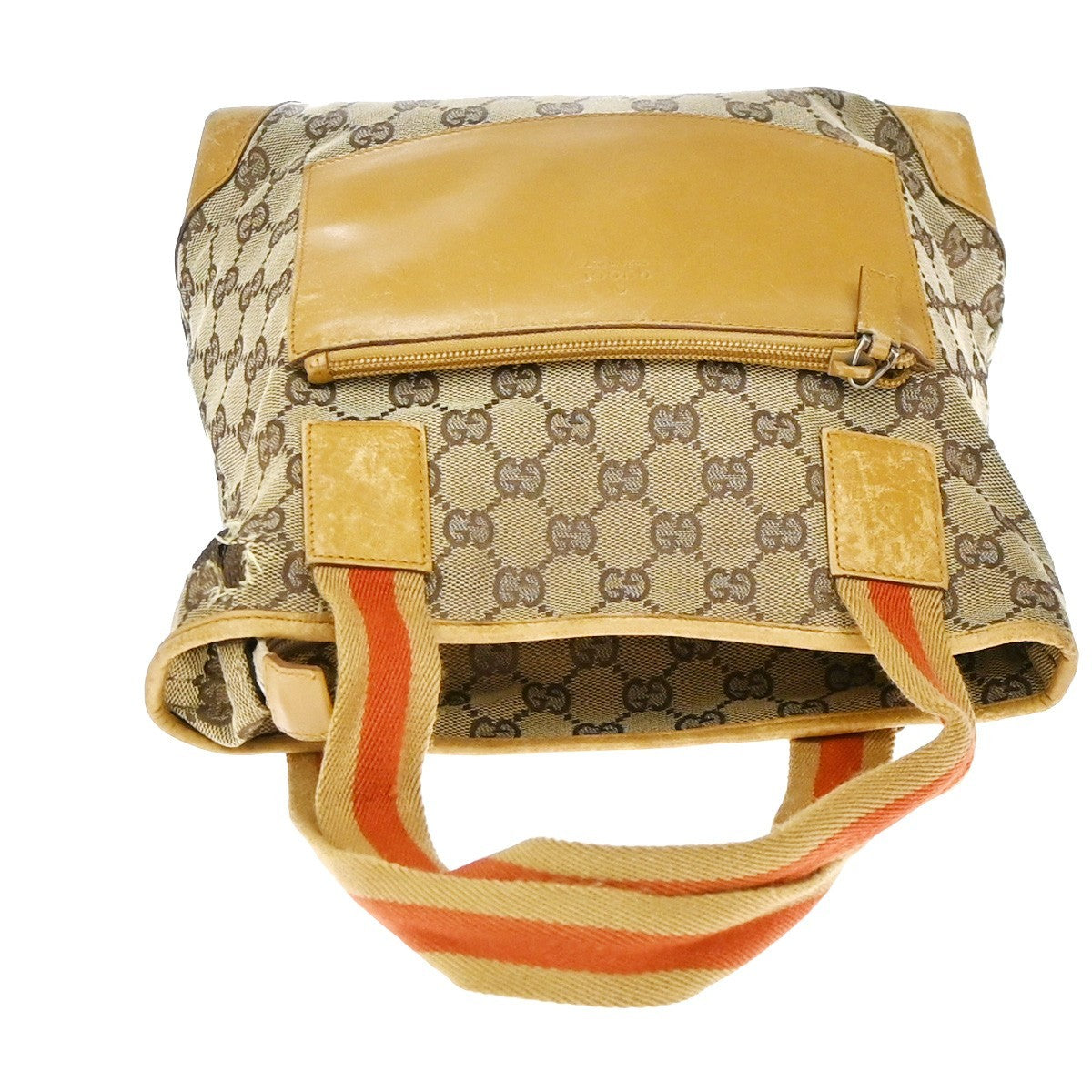 GUCCI Logo Sherry GG Pattern Shoulder Bag Canvas Leather Beige SHW Italy 02YJ173