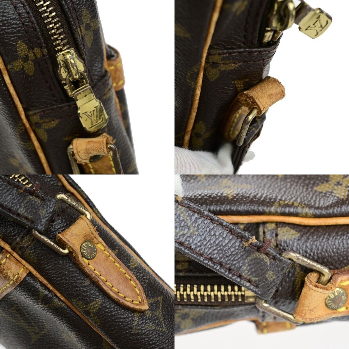 LOUIS VUITTON Danube Shoulder Bag Monogram Leather Brown France M45266 64ED013