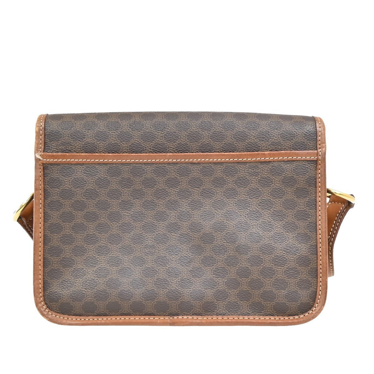 CELINE Logo Macadam Pattern Shoulder Bag PVC Leather Brown GHW Italy 62KP342