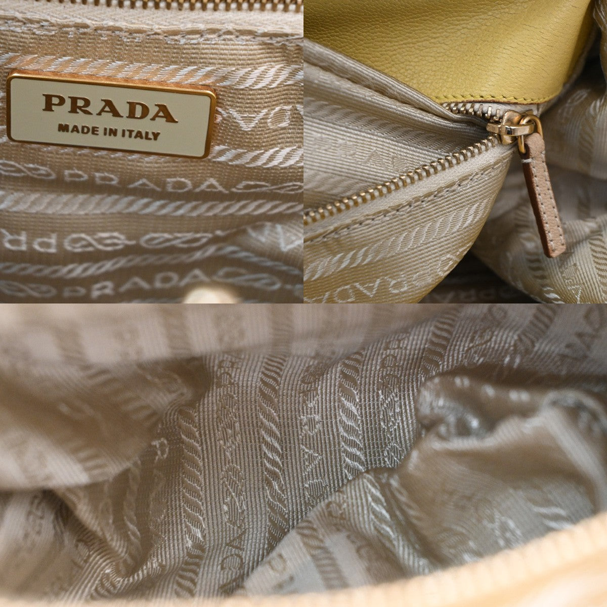PRADA MILANO Doctor's Hand Bag Leather Yellow GHW Italy 83TA671