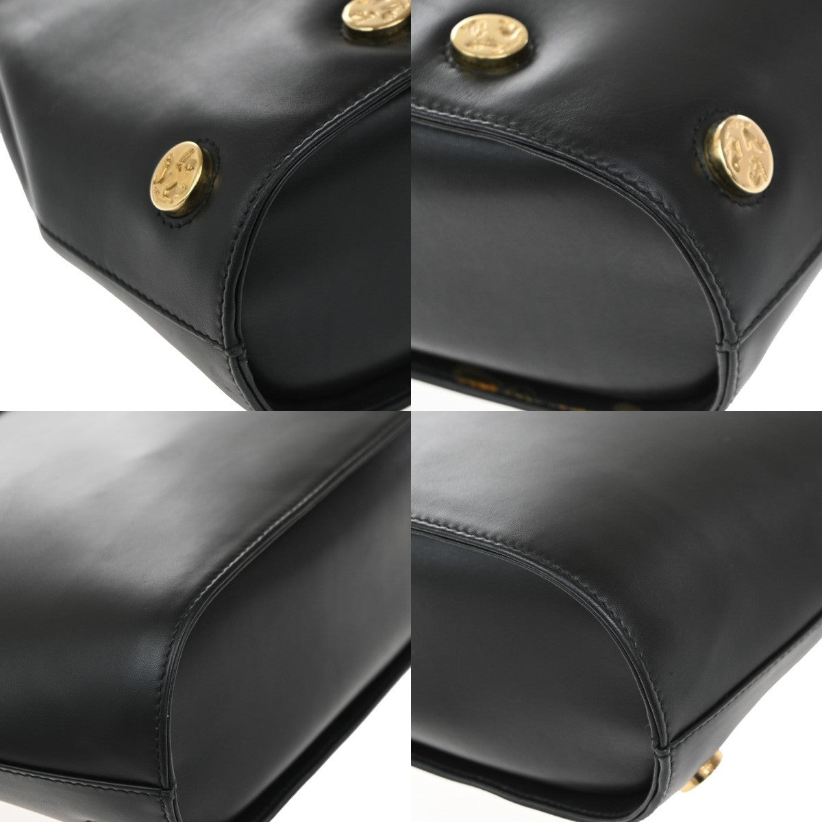 SALVATORE FERRAGAMO Logo Shoulder Bag Leather Black Italy 31RF878