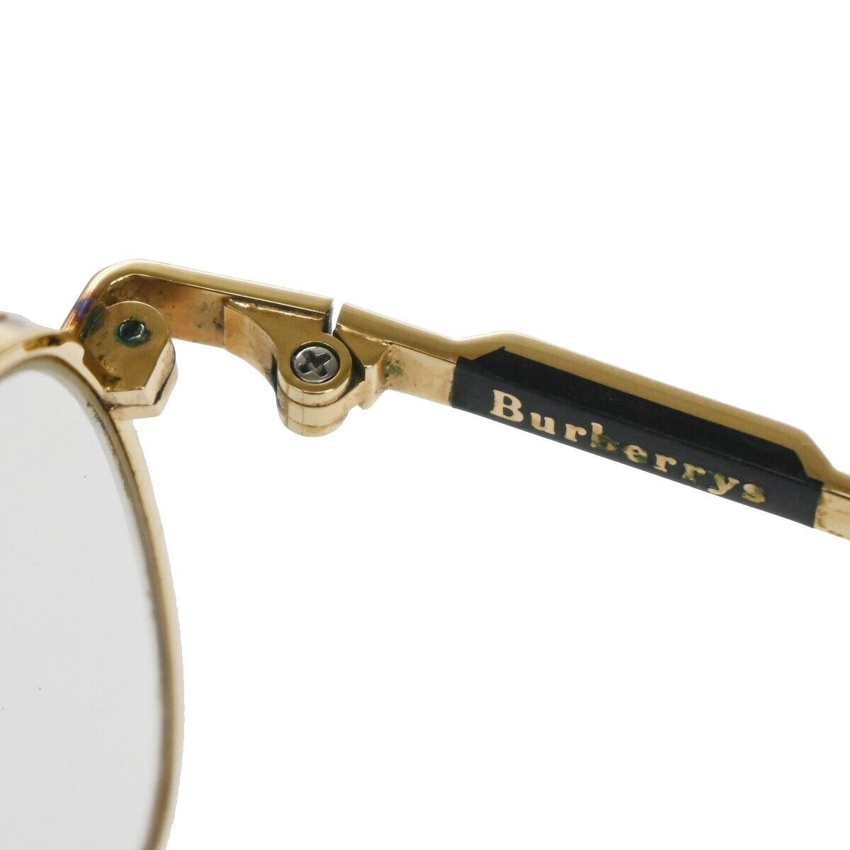 Burberrys Logo Reading Glasses Eye Wear Metal Gold Plated Plastic 08YA139