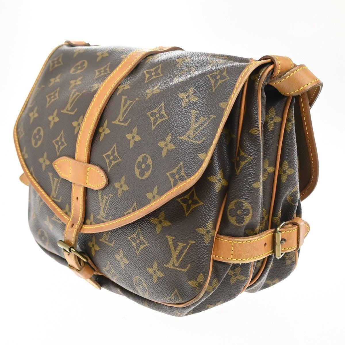LOUIS VUITTON Logo Saumur 30 Shoulder Bag Monogram Leather BN USA M42256 74MA145