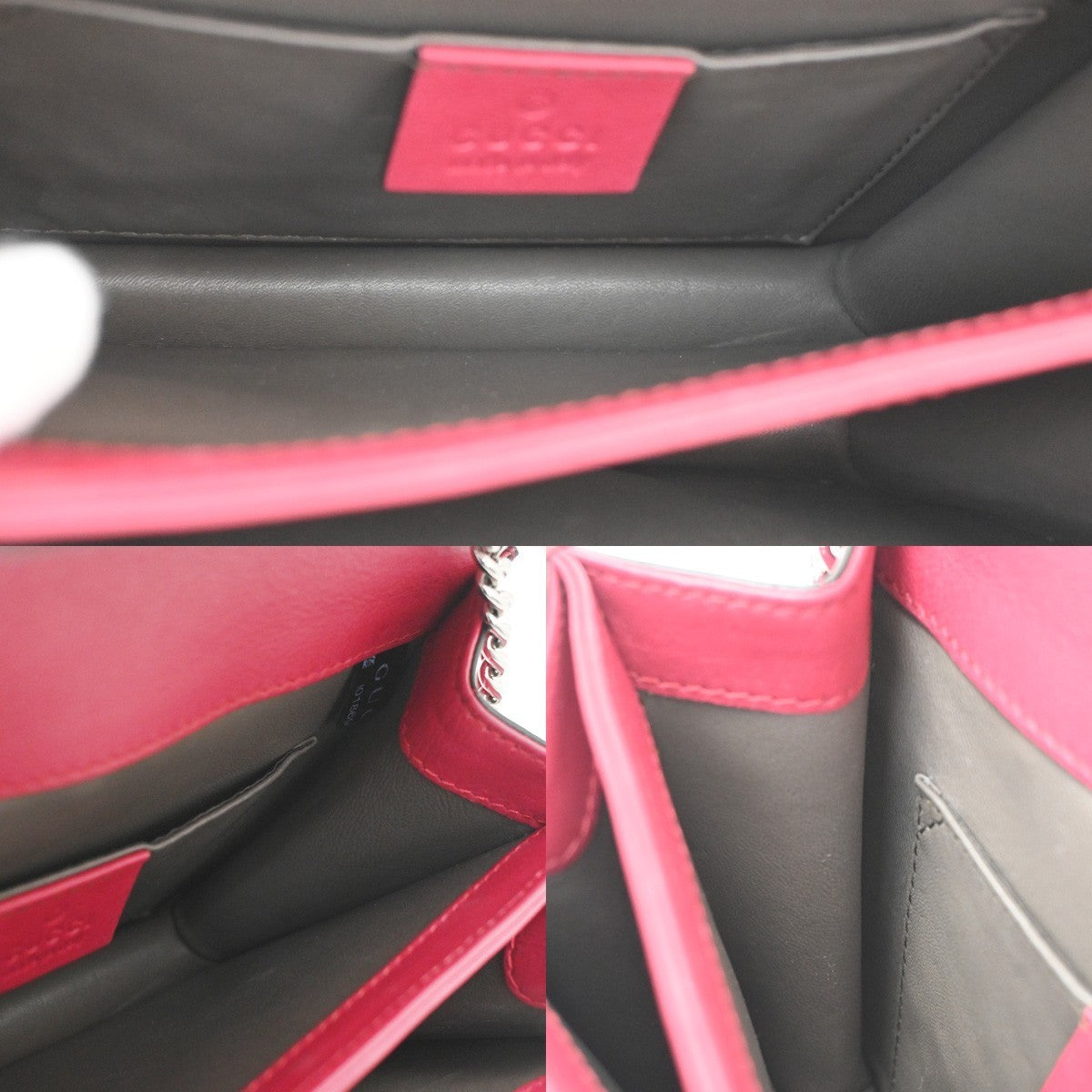 GUCCI Interlocking G Mini Chain Shoulder Bag patent Leather Pink SHW 71TA665