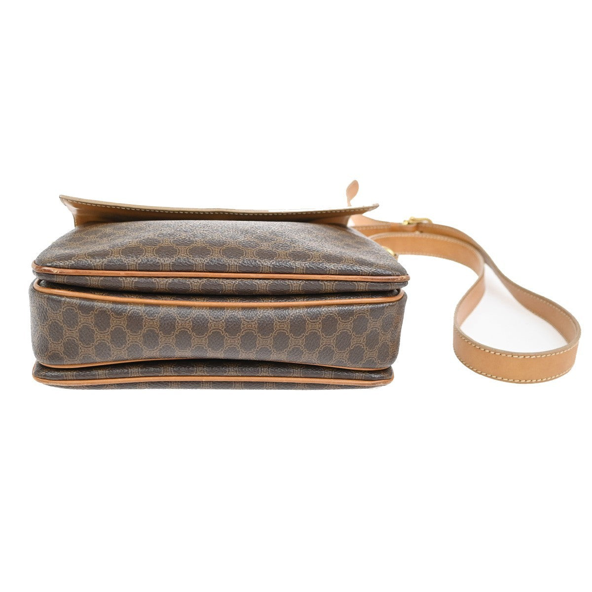 CELINE Logo Macadam Pattern Shoulder Bag PVC Leather Brown GHW Italy 61KC643
