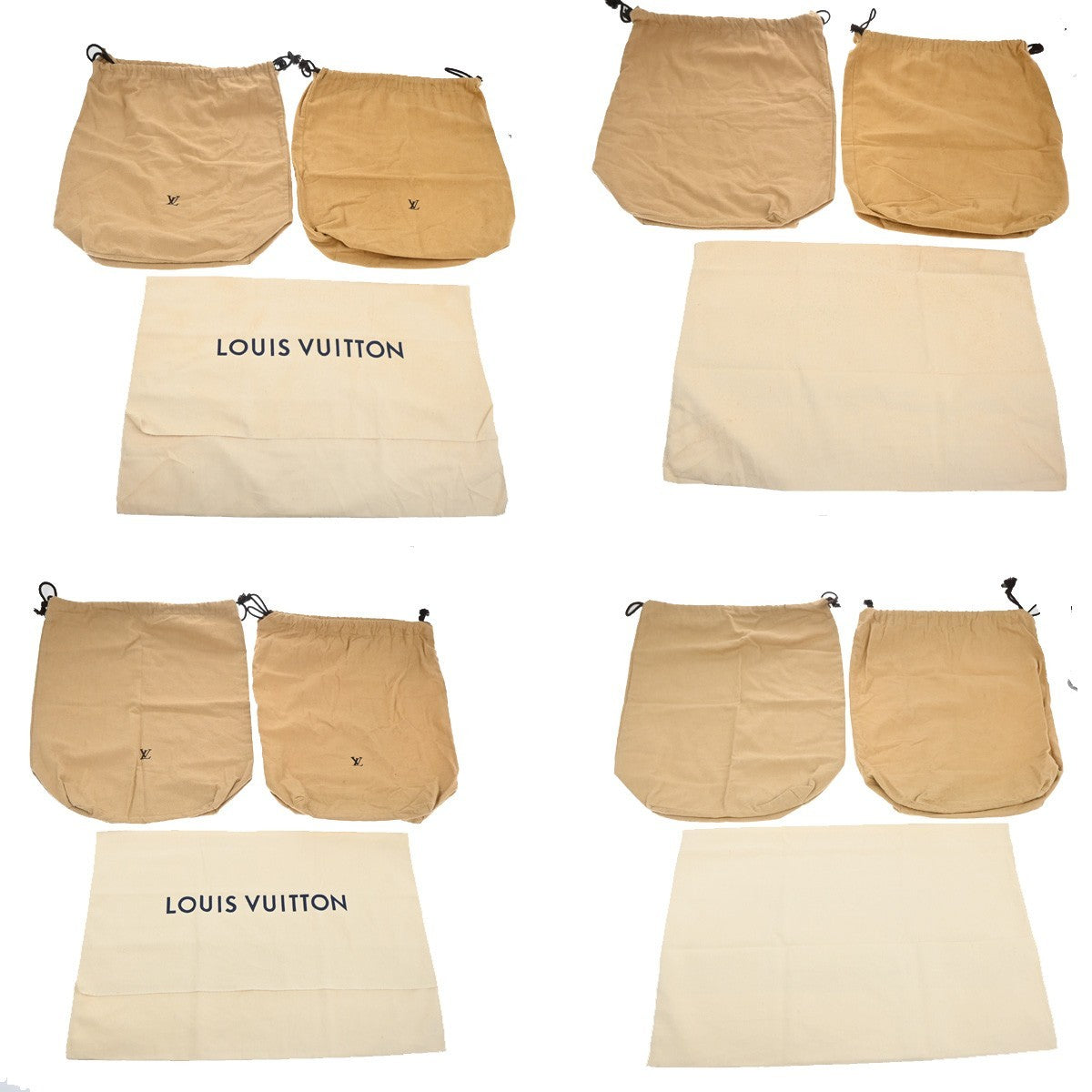 LOUIS VUITTON Logo 30 Set Drawstring Dust Bag Canvas Cotton Beige Brown 62MA431