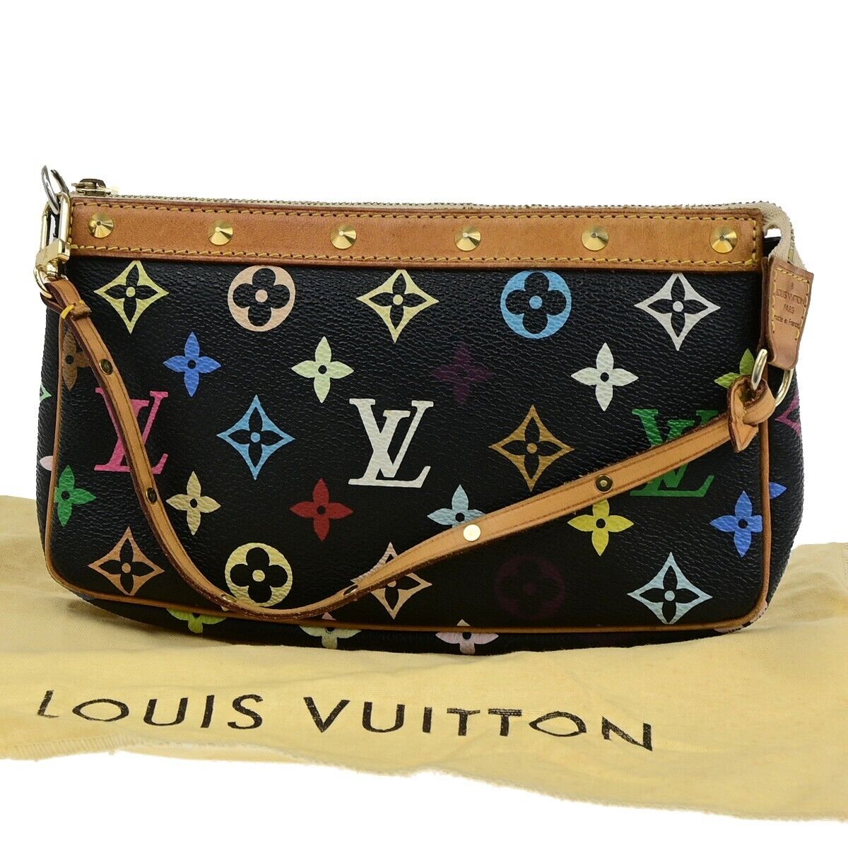 LOUIS VUITTON Pochette Accessoires Hand Bag Monogram Multi Black M92648 55ED447