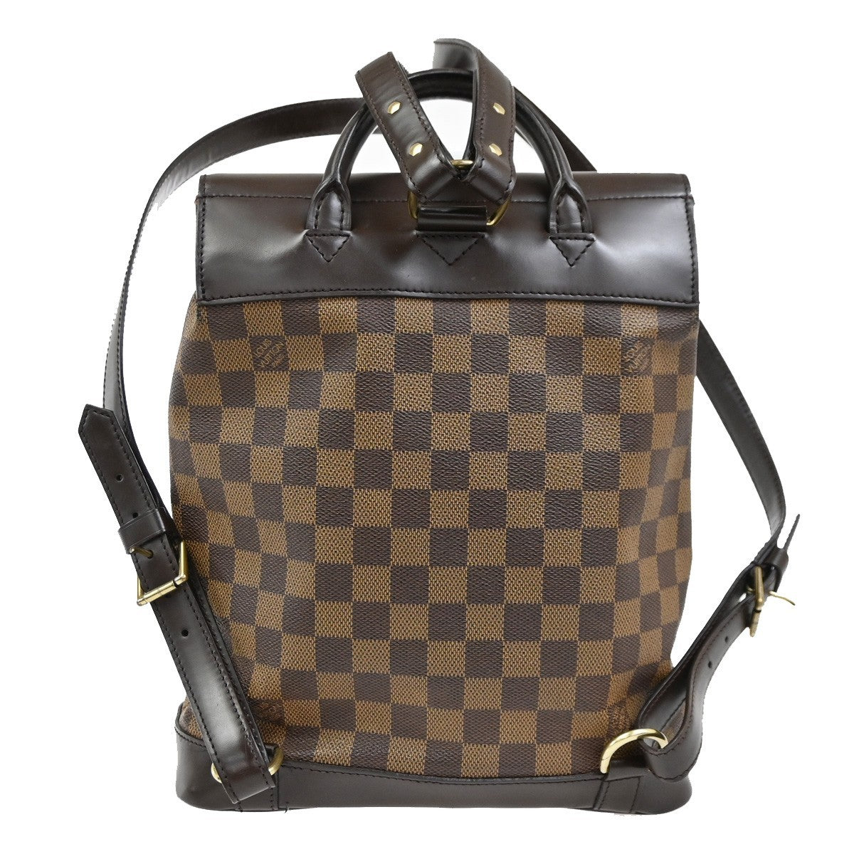 LOUIS VUITTON Logo Soho Backpack Bag Damier Ebene Leather Brown N51132 20SA057