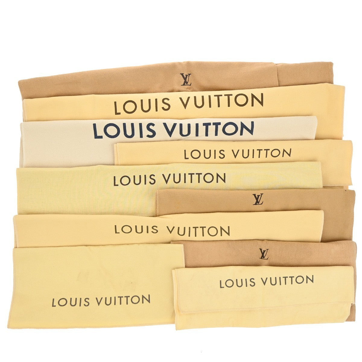 LOUIS VUITTON Logo 10 Set Dust Bag Drawstring Canvas Cotton Beige Brown 09KP045
