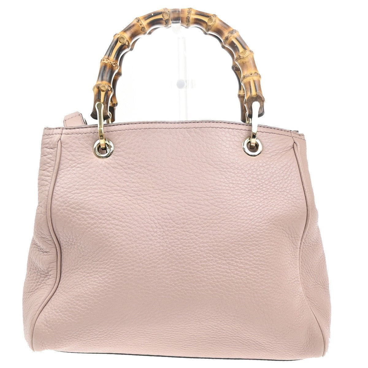 GUCCI Bamboo Handle 2way Shoulder Hand Bag Embossing Leather Pink GHW 16MA272