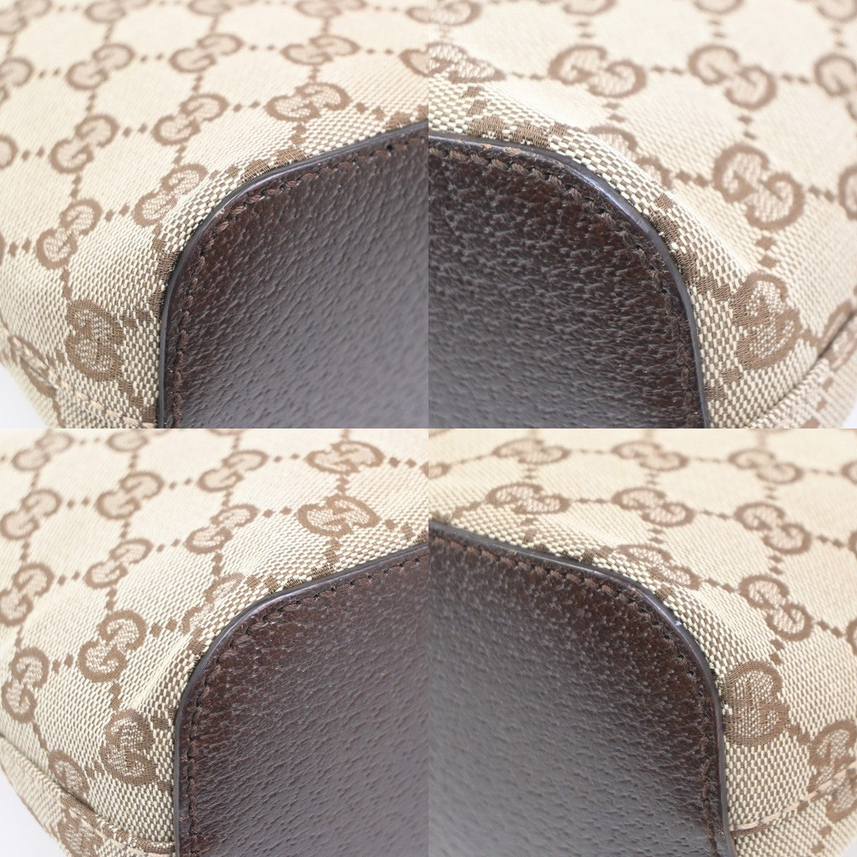 GUCCI Logo GG Pattern Shoulder Hand Bag Canvas Leather Beige Brown Italy 76MA490