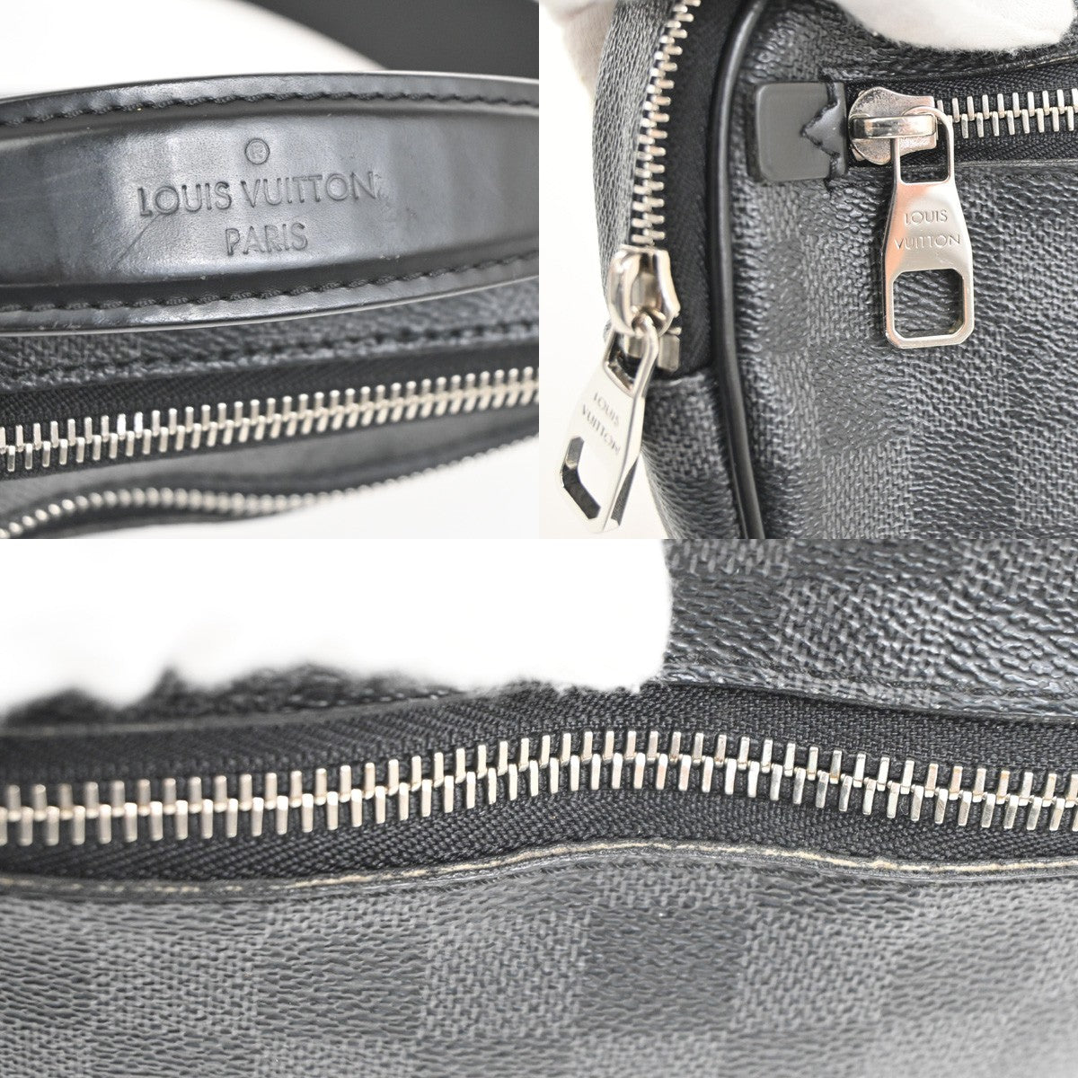 LOUIS VUITTON Ambler Shoulder bag Damier Graphite Leather Black N41289 55TA692