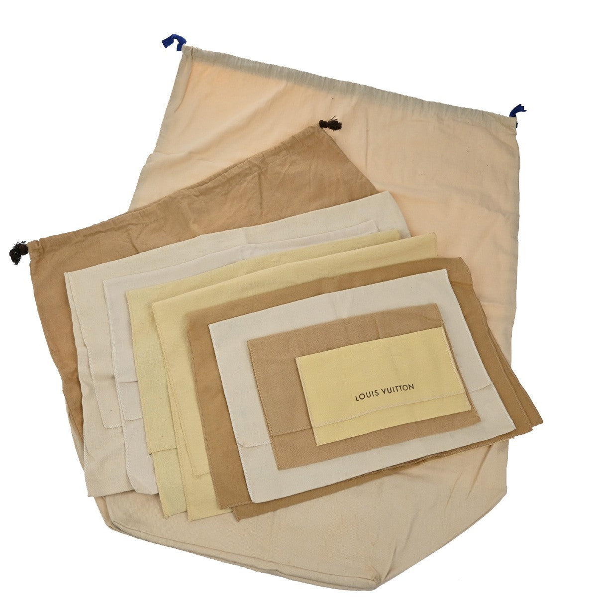 LOUIS VUITTON Logo 10 Set Dust Bag Drawstring Canvas Cotton Beige Brown 03KB470