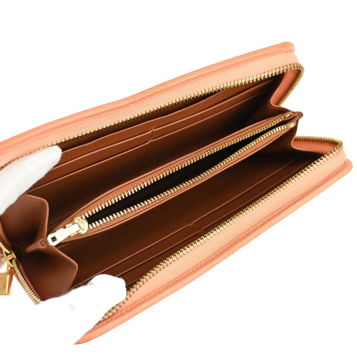 LOEWE Logo AMAZONA Long Wallet Purse Leather Brown Gold-Plated Spain 31SH544