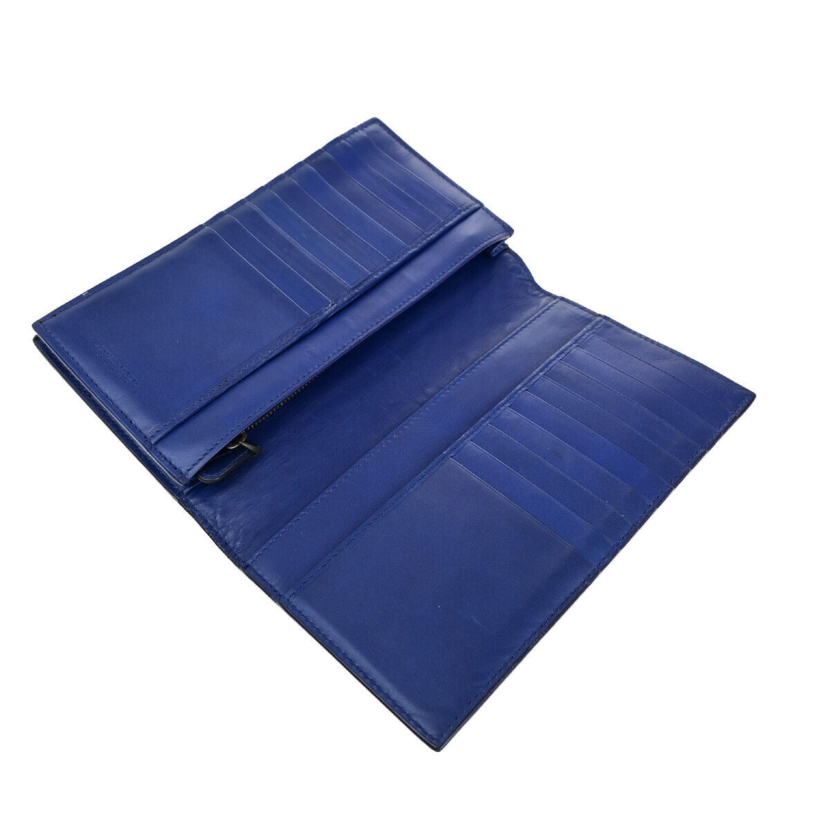 BOTTEGA VENETA Logo Intrecciato Long Bifold Wallet Leather Blue SHW 39SJ343
