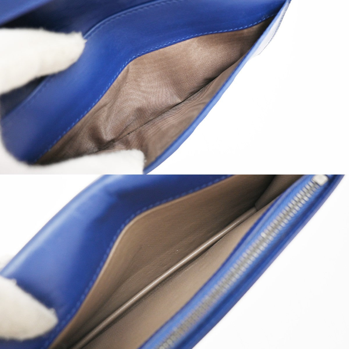 BOTTEGA VENETA Logo Intrecciato Long Bifold Wallet Leather Blue SHW 39KB006