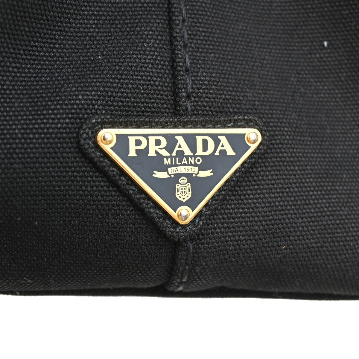 PRADA Logo Canapa 2Way Shoulder Hand Bag Canvas Leather Black GHW Italy 74EE291