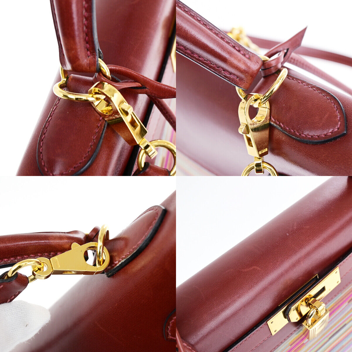 HERMES Kelly 32 Retourne 2Way Hand Bag □F Vibrato Leather Rouge H GHW 6030RK681