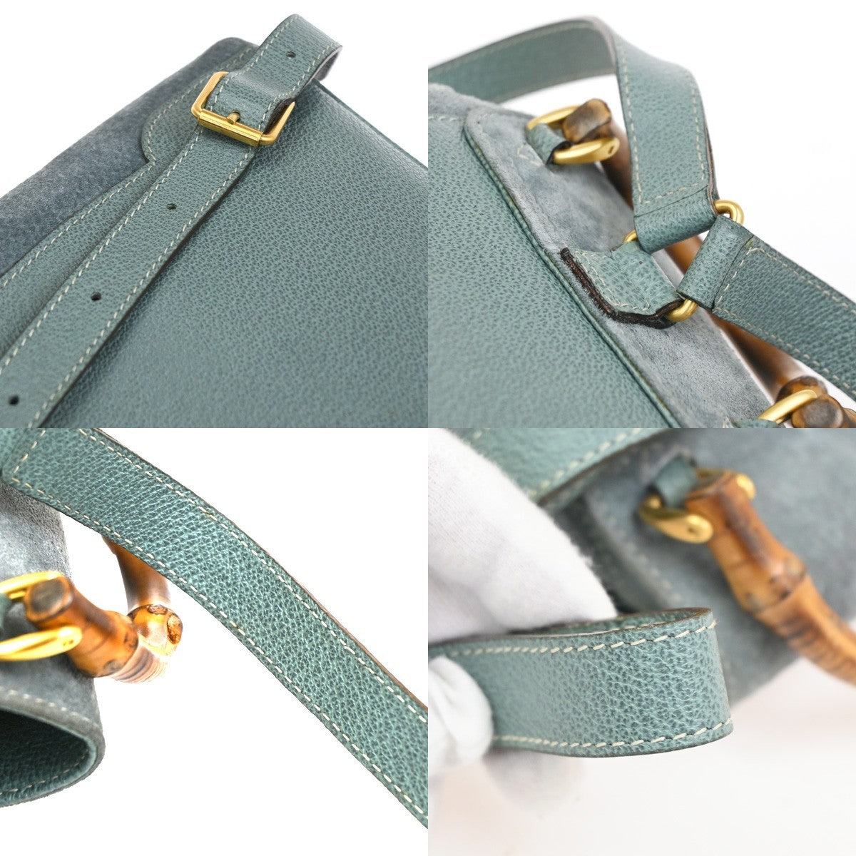 GUCCI Logo Bamboo Handle Mini Backpack Bag Suede Leather Green GHW Italy 36KC838
