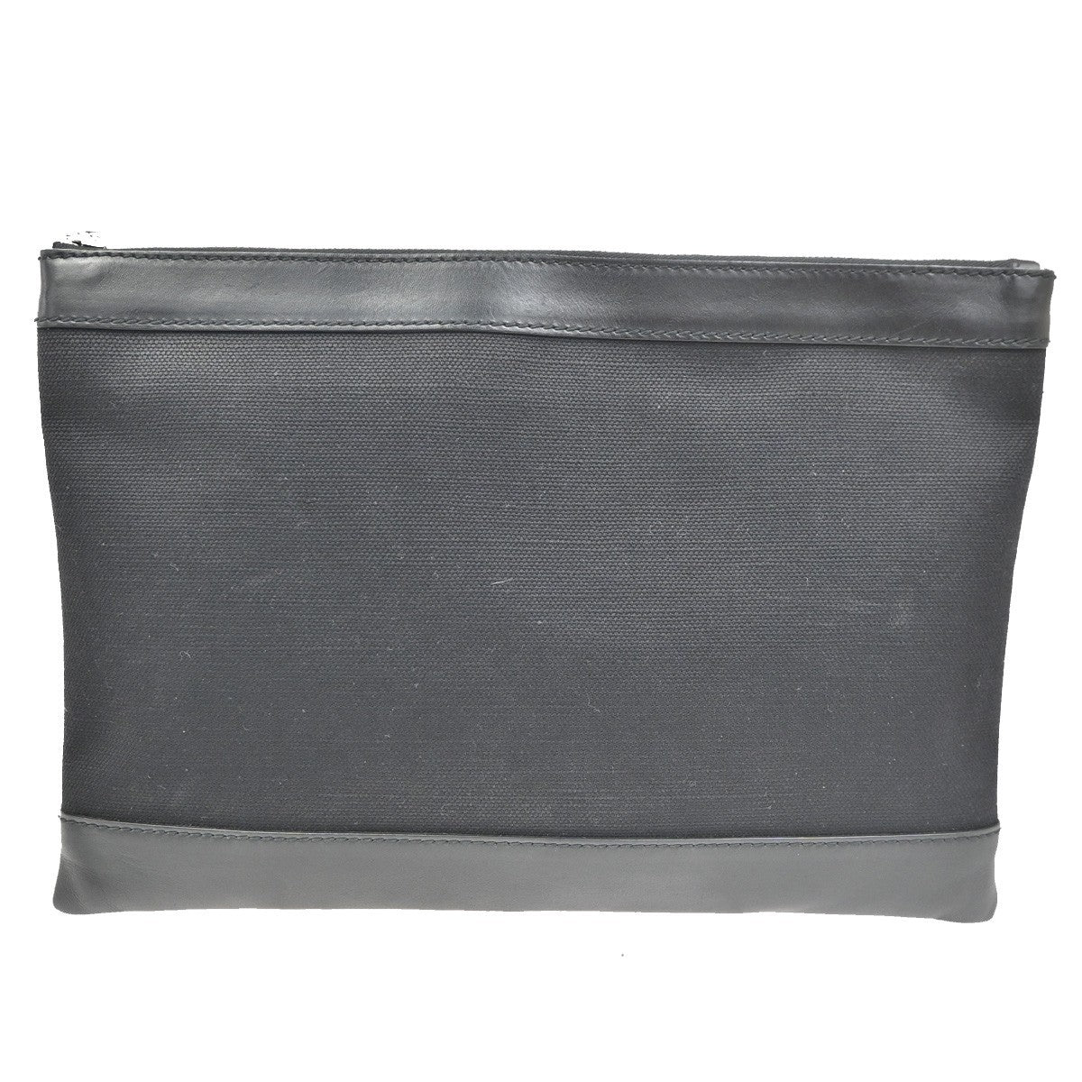 BALENCIAGA Logo Clutch Ba Canvas Leather Black SHW Italy 63TA693