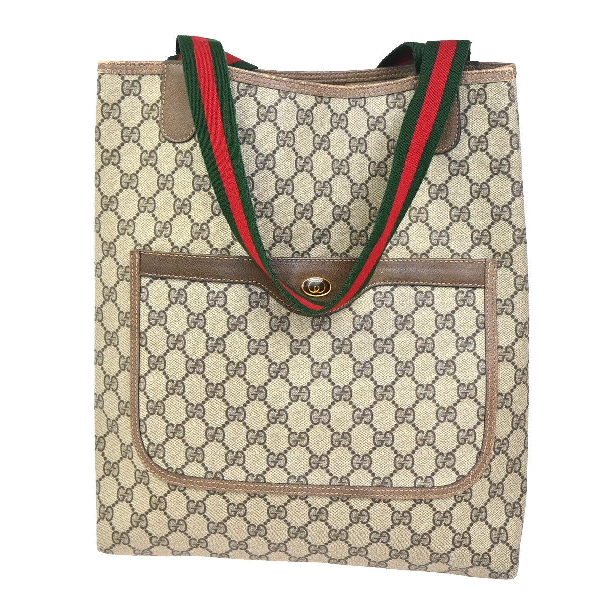 GUCCI Logo Sherry GG Pattern Shoulder Bag PVC Leather Brown Italy 63ZA361
